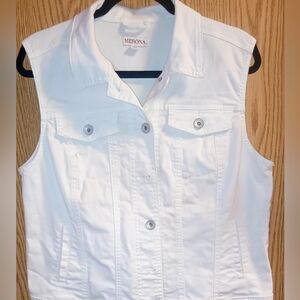 Vtg Merona Denim Vest (L) White